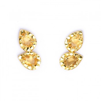 Brinco Semijoia Ear Cuff com Pedra Natural em Gota  BR5682