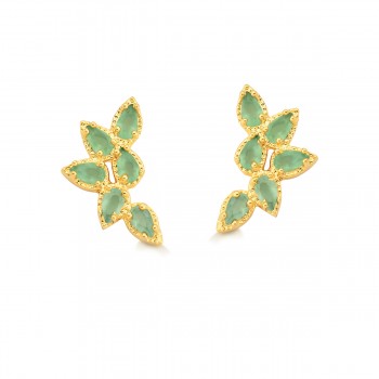 Brinco Semijoia Ear Cuff com Pedras Naturais em Gota BR5900