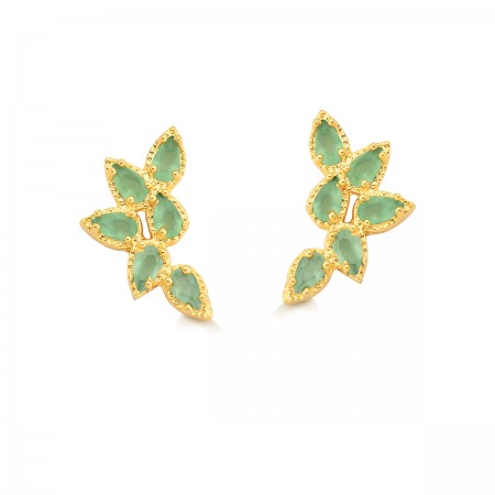 Brinco Semijoia Ear Cuff com Pedras Naturais em Gota BR5900