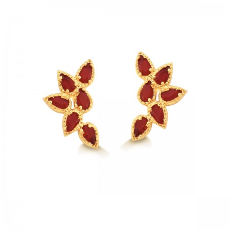 Brinco Semijoia Ear Cuff com Pedras Naturais em Gota BR5900