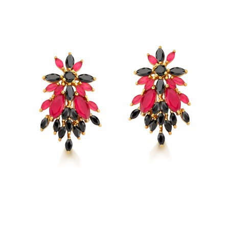 Brinco Semijoia  Ear Cuff 24 com Pedras Naturais Navete BR5788