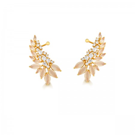 Brinco Semijoia  Ear Cuff 18 com Pedras Naturais Navete BR5785