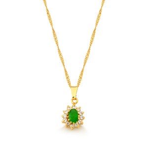 Pingente Semijoia Formatura com Pedra Natural Redonda Cravejado de Zirconias  PG5780
