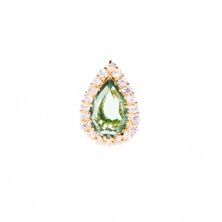 Pingente Semijoia Ear Cuff com Pedra Natural em Gota Cravejado com Zirconias PG5728